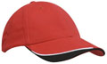 FRONT VIEW OF BASEBALL CAP RED/WHITE/BLACK